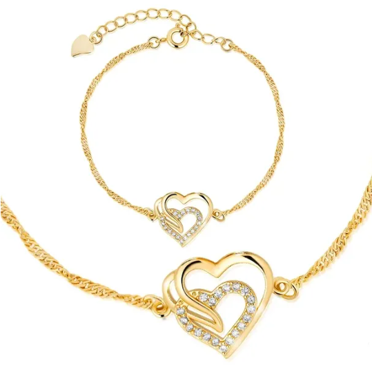 Złota Bransoletka z Sercem — Prezent dla Niej