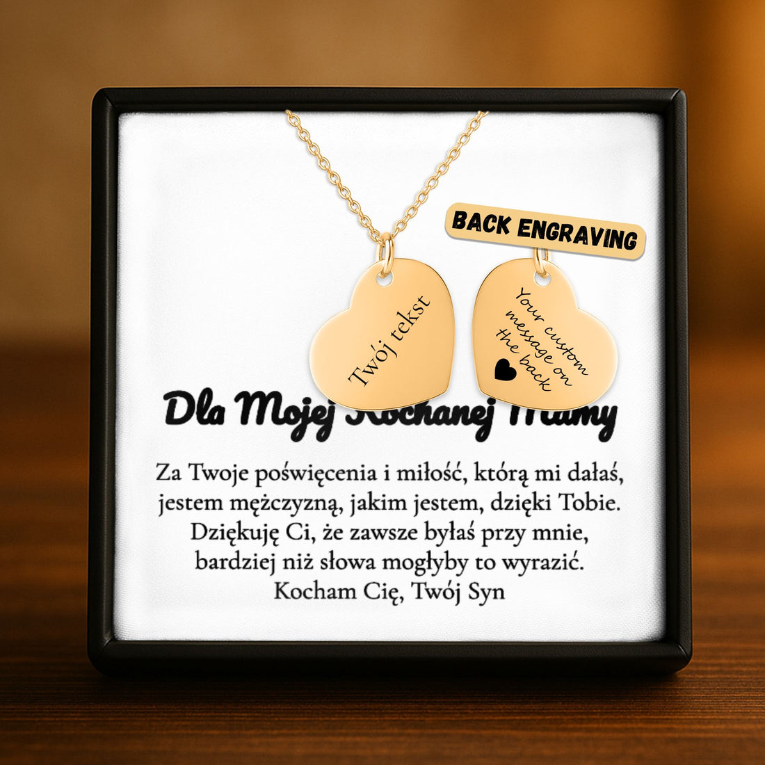 Personalizowany Naszyjnik dla Mamy z Grawerem — Prezent „Dla Mojej Kochanej Mamy"
